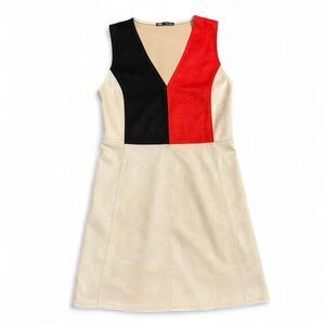 ZARA Like New Cream, Red Suede Dress - size S | Winter dress | Versatile | NEW